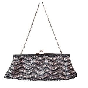 Georgiou Studio Silver Sequined Evening Clutch Handbag Vintage